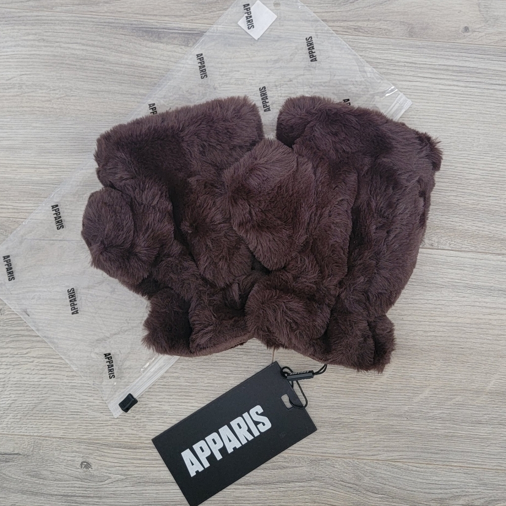 APPARIS Brown Faux Fur Mittens